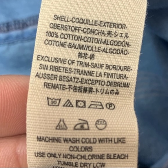 Free People We The Free Lace Up Chambray Top size Small - Picture 5 of 6